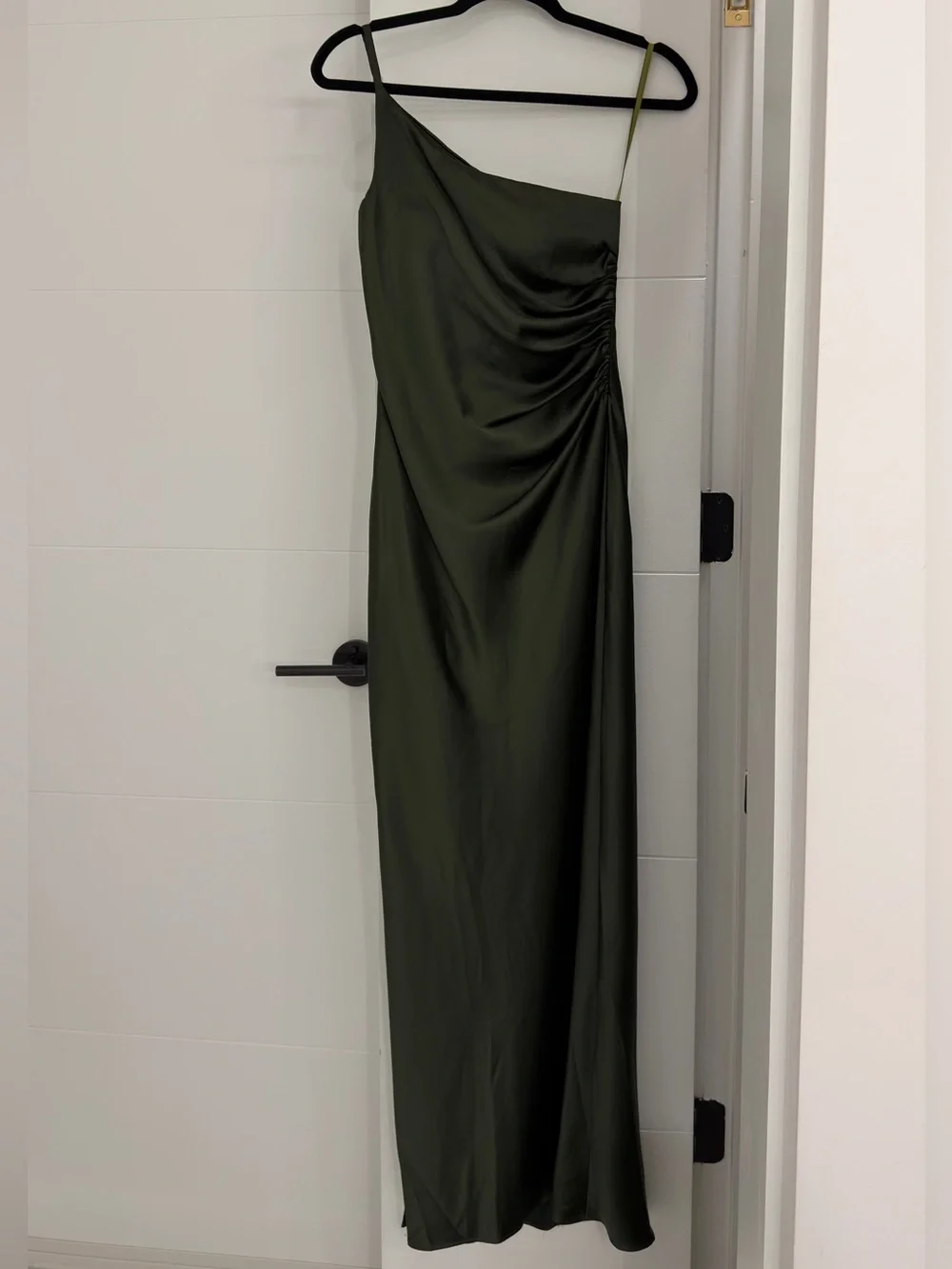Revelry Jade Satin Dress Olive Green